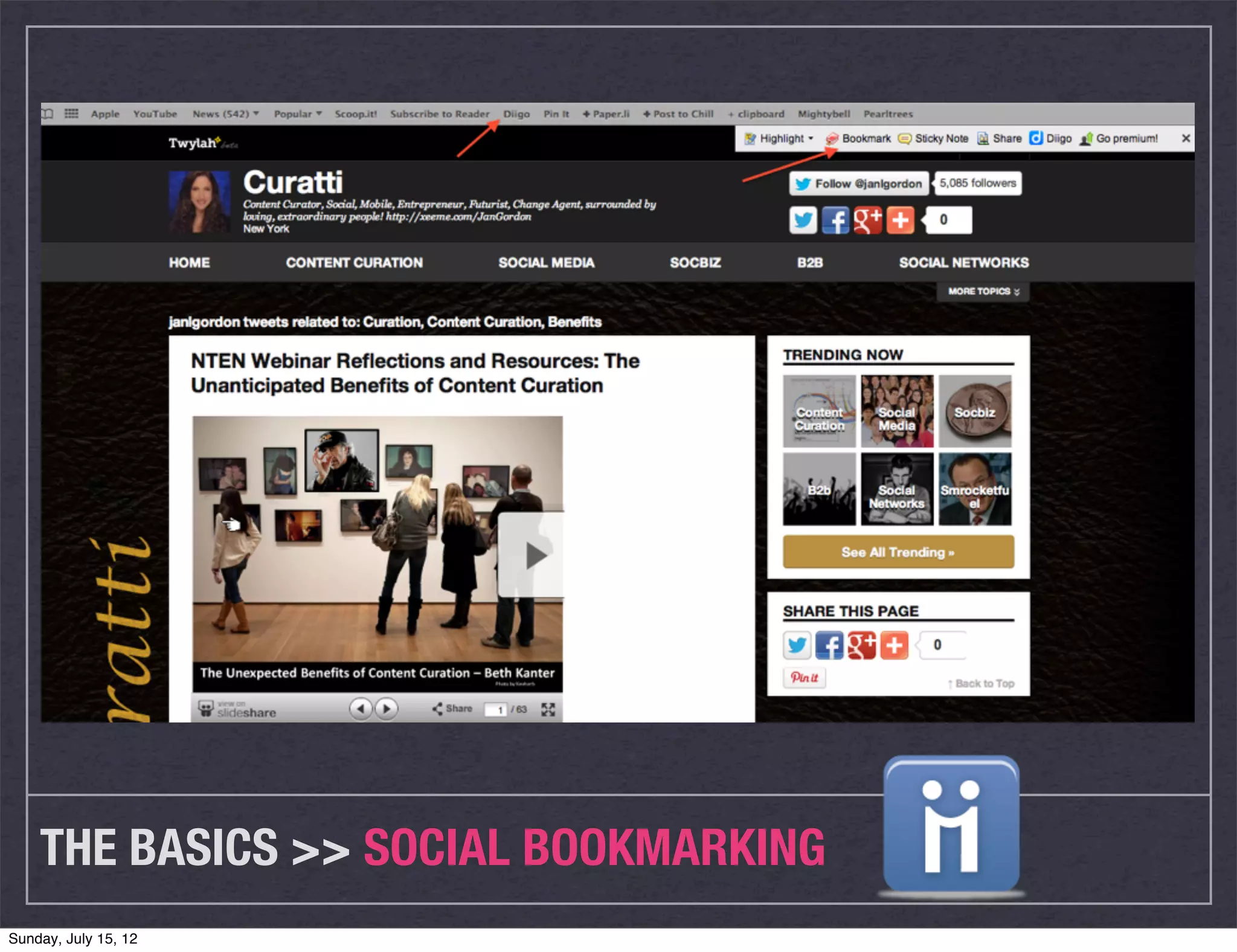 THE BASICS >> SOCIAL BOOKMARKING
Sunday, July 15, 12
 