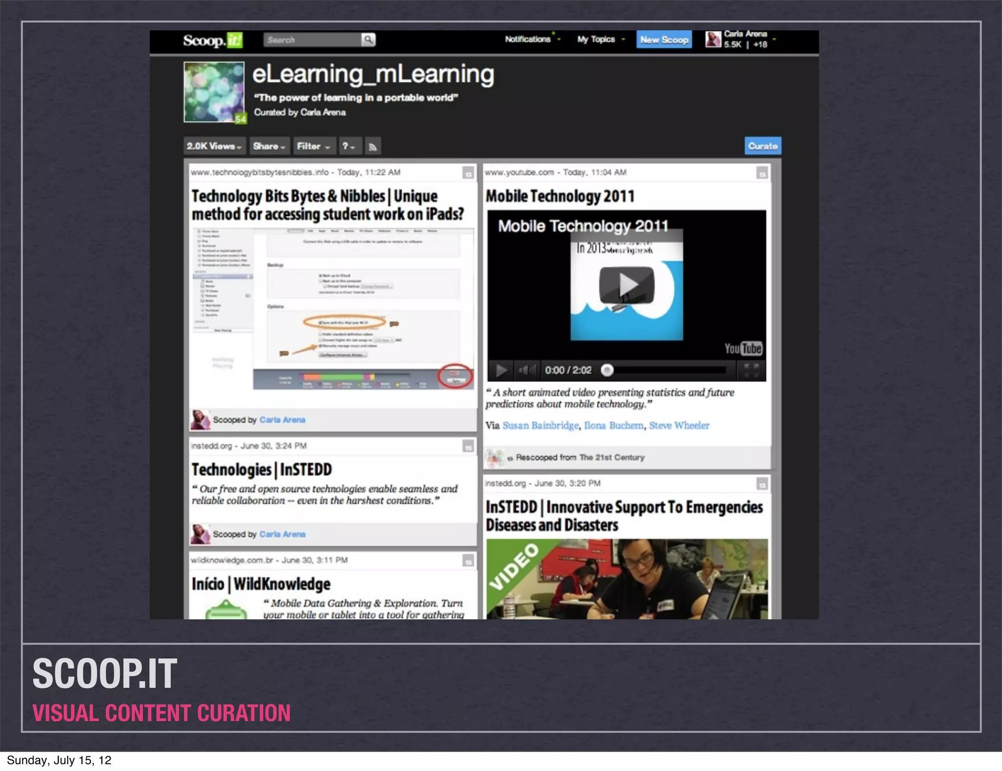 SCOOP.IT
    VISUAL CONTENT CURATION
Sunday, July 15, 12
 