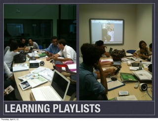 LEARNING PLAYLISTS
Thursday, April 4, 13
 