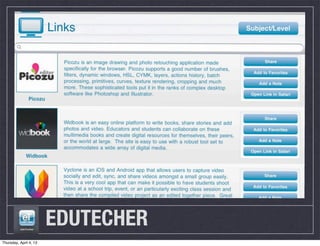 EDUTECHER
Thursday, April 4, 13
 