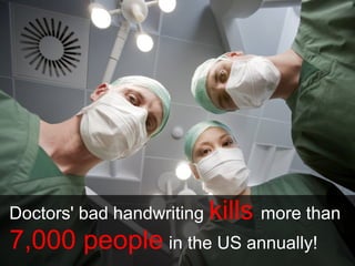 Doctors' bad handwriting kills more than
7,000 people in the US annually!
 