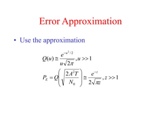 Error Approximation
• Use the approximation
1
,
2
2
1
,
2
)
(
0
2
2
/
2















z
z
e
N
T
A
Q
P
u
u
e
u
Q
z
E
u


 