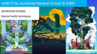 HABITS by Auckland Medical School & MBIE
BEHAVIOUR CHANGE
Mental health techniques
 
