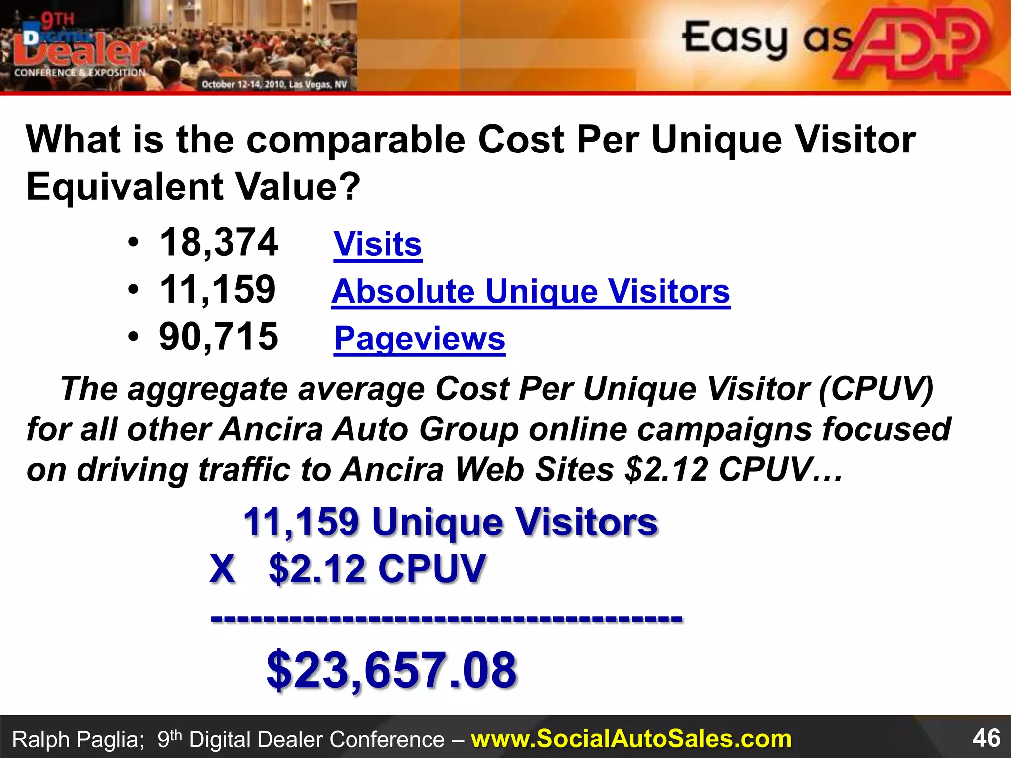 Still, you can't improve what you don't measure. So if your goal is to measure traffic, sales, or SEO ranking, here are some free tools that can help:Google Analytics and Feedburner.com are essential, free tools to help analyze your company's website or blog traffic, subscriber count, and keyword optimization, as well as additional trends.Gr.aiderss.com allows you to enter a feed URL and returns statistics about its posts. The most popular statistic is based on how many times they are shared on a variety of social networking sites.GetClicky.com shows you every action a visitor makes and offers a dedicated iPhone version.Socialmeter.com checks your website's social popularity.Statsaholic.com compares rankings and other information on up to three websites at a time.