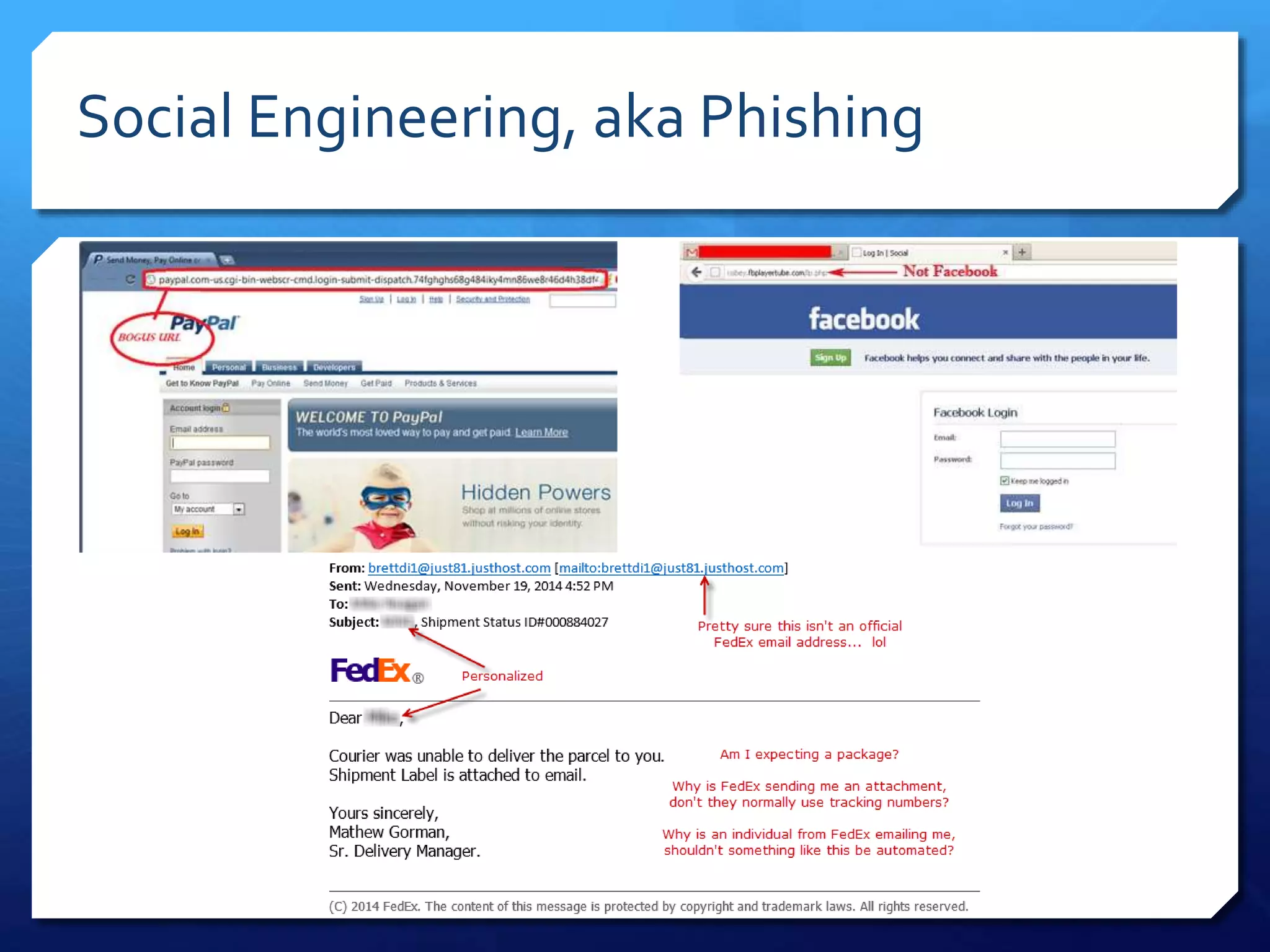 Social Engineering, aka Phishing
 