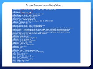 Passive Reconnaissance UsingWhois
 