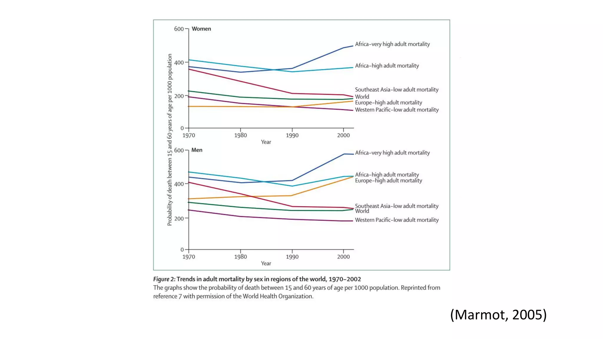 Mortality Rates
(Marmot, 2005)
 