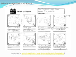 iMovie Storyboard - Handout




         Available at http://katiechristo.pbworks.com/Digital+Storytelling/
 