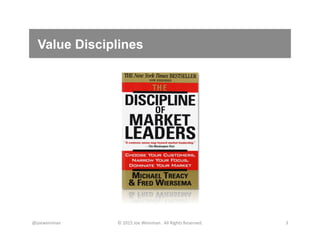 Value Disciplines
@joeweinman	
   ©	
  2015	
  Joe	
  Weinman.	
  	
  All	
  Rights	
  Reserved.	
   3	
  
 