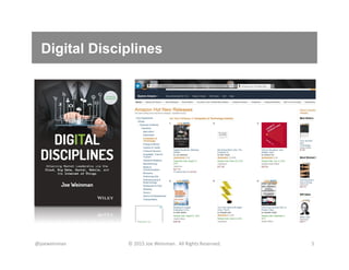 Digital Disciplines
@joeweinman	
   ©	
  2015	
  Joe	
  Weinman.	
  	
  All	
  Rights	
  Reserved.	
   5	
  
 