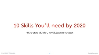 Digital DisruptionC. SANGKEETTRAKARN 74
10 Skills You’ll need by 2020
"The Future of Jobs", World Economic Forum
 