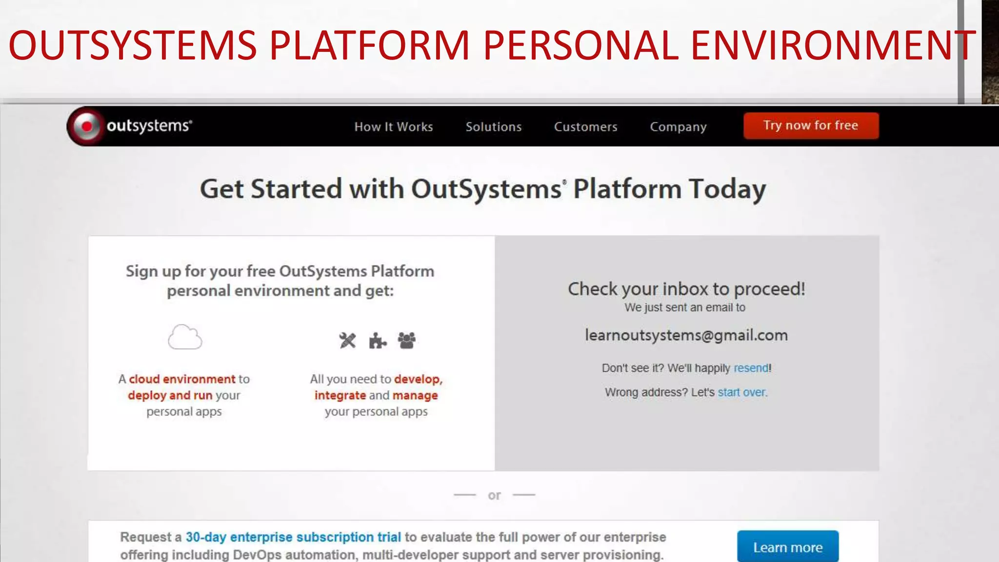 OUTSYSTEMS PLATFORM PERSONAL ENVIRONMENT
 