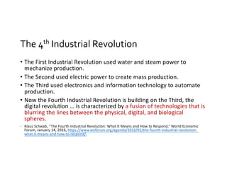 “The digital revolution … is characterized by a
fusion of technologies that is blurring the lines
between the physical, di...