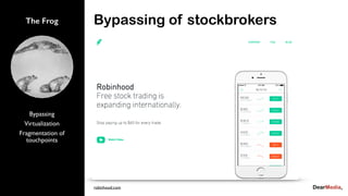 Bypassing
Virtualization
Fragmentation of
touchpoints
The Frog Bypassing of stockbrokers
robinhood.com
 