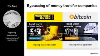 Bypassing
Virtualization
Fragmentation of
touchpoints
The Frog Bypassing of money transfer companies
 