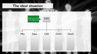 The ideal situation
CEOIdeally your CEO
is the digital lead
CIO COO CbsOSalesMkt
 