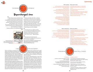 What worked                What didn’t work
                                                          DAY TOM
                                                       TO
                                                     Y                                                                                        The availability of relevant and effective              The dictatorship of urgency, the impossibility  




                                              YESTERDA




                                                                        OR
                                                                                                                                     information and services to help us make choices               of prioritising, shortened forecast and decision
                            yesterday,                                             a promise




                                                                         ROW AFT
                                                                                                                                                                      and act remotely…             horizons.
                                                                                                                                                 The widespread use of mobile phones,                 Hyperconnectivity, incessant importunity  
                                                                                                                                      especially to constantly synchronise, and now to              and cognitive overload.




                                                 W
                                                         ER
                                                                                                                                              access the Internet and various services.
                                                           -TO        O
                                                               MO R R                                                                                                                                 The collective organization of time within political
                                                                                                                                            The synchronisation of productive activites             regions: actors and activities establishing schedules
                                                                                                                                              on a local and global level: "Just in Time",          without considering others’ schedules.
                                                                                                                                                                    precision logistics...            The technology itself remains complex, fragile,
                                                                                                                                                                          Digital agendas.          shifting, and time consuming.
                                                                                                                                                  The improvement, diversification, and
               After twenty centuries of mostly trying                 The pace of modern life is fast – and only                           interpenetration of the means for distance
            to [advance] the frontiers of space, now it             getting faster. In previous eras, we had fewer                           communication: email, social networking,
                                                                                                                                                     microblogging, instant messaging,
    is the frontiers of time that we seek to overcome.              choices and more time in which to make them.                                                visiocommunications...
          The man of the twenty-first century will do               Today, we need all the assistance we can get
                                                                                                                                           The densification of time: with the capacity 
        whatever he wants from wherever he chooses                  to make our choices easier and faster, and                        to double up on our activites, and do everything 
                 and at whatever time suits him best.               digital technology helps with that. (...) Our new                           from wherever we may be, we are able 
     The conquest of life will no longer be a question              technologies also save time by letting us get so                               to accomplish more in a single day.
      of reducing distances by accelerating time, but               much more done without leaving the house."
                      of erasing distances altogether."             Simone Zhang, Euro RSCG Shanghai
         Christian Loviton, La vie à distance, Belfond,                                                                                                           What surprised us                 What we learned
                                                   1989
                                                                       Chrometa gives you a gift like nothing                                        New forms of time management,                    The total amount of time shared by a human
                                                                    else can. It gives you the gift of time! It is fully          especially in some "local exchange trading systems"               community is abundant, but it is unevenly
                                                                    automatic, and you do not have to work                                         where time is the unit of exchange.              distributed and uncoordinated. This uneven
                                                                                                                                         The "slow" movement: initially individual, now             distribution  
                                                                    at keeping records of how you account
                                                                                                                                       adopted on a grand, city-sized, scale (Cittaslow).           is inversely reflected in social inequalities:  
                                                                    for your time for work." Advertisement                                                                                          the ‘excluded’ earn less income, have fewer contacts,
                                                                                                                                       The rapid development of hybrid, shared, "third"
                                                                                                                                                                                                    enjoy less mobility...and often have an excess  
                                                                                                                                                spaces: "coworking" spaces, telecentres, 
                                                                                                                                                                                                    of free time.
                                                                       The experience of modernity and                            cafés that fulfill different functions, grocery-delivery
                                                                                                                                                                                                      16% of France’s employees work at least occasionally
                                                                    modernization has always been the experience                                          centers, public service centres...
                                                                                                                                                                                                    at night, half work on Saturdays, one quarter  
                                                                    of an incessant acceleration."                                                                                                  on Sundays: a sharp increase since 1990 (INSEE).
      Publicité de 1980 [source                                     Rosa, Hartmut and William Scheuerman, eds.                                                                                        Digital technologies are involved  
http://www.flickr.com/photos/                                       High-Speed Society: Social Acceleration,                                                                                        in the general acceleration and confusion of time,  
jbcurio/3367196078/sizes/o/in/
                                                                    Power and Modernity, 2009                                                                                                       the individualisation of rhythms, as well as  
                 photostream/
                                                                                                                                                                                                    the resynchronization and organization of time.  
                                                                                                                                                                                                    They help fill up whatever time remains unoccupied.
                                                          DAY TOM
                                                       TO
                                                     Y 
                                              YESTERDA




                                                                        OR




                                                                                                                                                                                           DAY TOM
                                    time                                           for assessment...                                                                                    TO
                                                                         ROW AFT




                                                                                                                                                                                      Y 




                                                                                                                                                                               YESTERDA




                                                                                                                                                                                                        OR
   Digital technology was supposed to have                                     between peak and off-peak, day and night,
                                                                                                                                                      tomorrow                                                     what will change




                                                                                                                                                                                                         ROW AFT
                                                 W




                                                     ER
   made us more productive and flexible, and           -TO
                                                           MO R R
                                                                  O            weekday and weekend are blurry… Besides,
   generally save us time. We are certainly ac-                              technology itself requires dedicating copious
   complishing more at a faster rate, yet we always                       amounts of time to selecting, installing, lear-




                                                                                                                                                                                  W
                                                                                                                                                                                      ER
                                                                                                                                                                                        -TO        O
   seem to feel pressed for time… Because as we speed up,           ning, protecting, repairing, updating, and networking                                                                   MO R R
   so does everything around us. Decision-making, inno­             devices and software.
   vation, and product life cycles are all getting shorter          Our (sometimes weak-willed) desire to slow things
   and shorter. Public and corporate strategies are more            down shows us that our relationship to time is no                                                      Technology               Economy  Society
   and more focussed on the short term.. The level of our           b
                                                                    ­ etter today than it was in the past. For some –                       Ambient computer technology, the "cloud":                 Less anchoring in the spatial and temporal:  
   impatience with any form of waiting is only equalled             e
                                                                    ­ specially the most integrated – time is lacking, while                                      never unplugged.                  dematerialisation, teleconferencing, mobile working
   by the impatience others feel toward us.                         others have too much time on their hands, with no                                                                               and telecentres, "flexible" spaces...
   Digital technology was supposed to enable us to orga-            i
                                                                    ­ nkling as to how it might be spent. Some experience                                   "Contemplative computing": 
   nise our time more fluidly and improve how we use                the "taylorization" of service activities: call centre cus-              technologies, tools, and methods designed                An increase in economic spatial constraints:  
   it. And yet we often feel as though our time isn’t even          tomer service, the timed-to-the-minute rounds made                          to help us manage the pace of our lives.            energy economies, "relocalisation".
   our own:  we can no more control the constant flux of            by salespeople, technicians and carers… Time is as                 "Human augmentation": (digital and biological)                 Longer lifespans and – after a long period  
   attention-grabbing messages and requests than we                 poorly distributed, and as unequally fluid, as capital.                         technologies that help us think                 of reduction – longer working hours over a year  
   can the distinction between working hours and off                We have definitely managed to accelerate the pace of                                                                            and over a lifetime.
                                                                                                                                                                  and react more quickly.
   hours, or the constant fluctuations in our daily sche-           daily life, and even enjoy the tempo some of the time,
   dules. Lifestyle individualisation and economic trans-                                                                                                                                             Employment flexibility: variable work schedules  
                                                                    but we haven’t yet managed to get time under our
   formations have pulled us out of synch; distinctions                                                                                                                                             and status, less secure jobs, non-linear careers,  
                                                                    control.
                                                                                                                                                                                                    "lifelong learning"...
                                                               14                                                                                                                              15
 