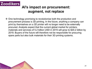 AI’s impact on procurement:
augment, not replace
 One technology promising to revolutionise both the production and
procu...
