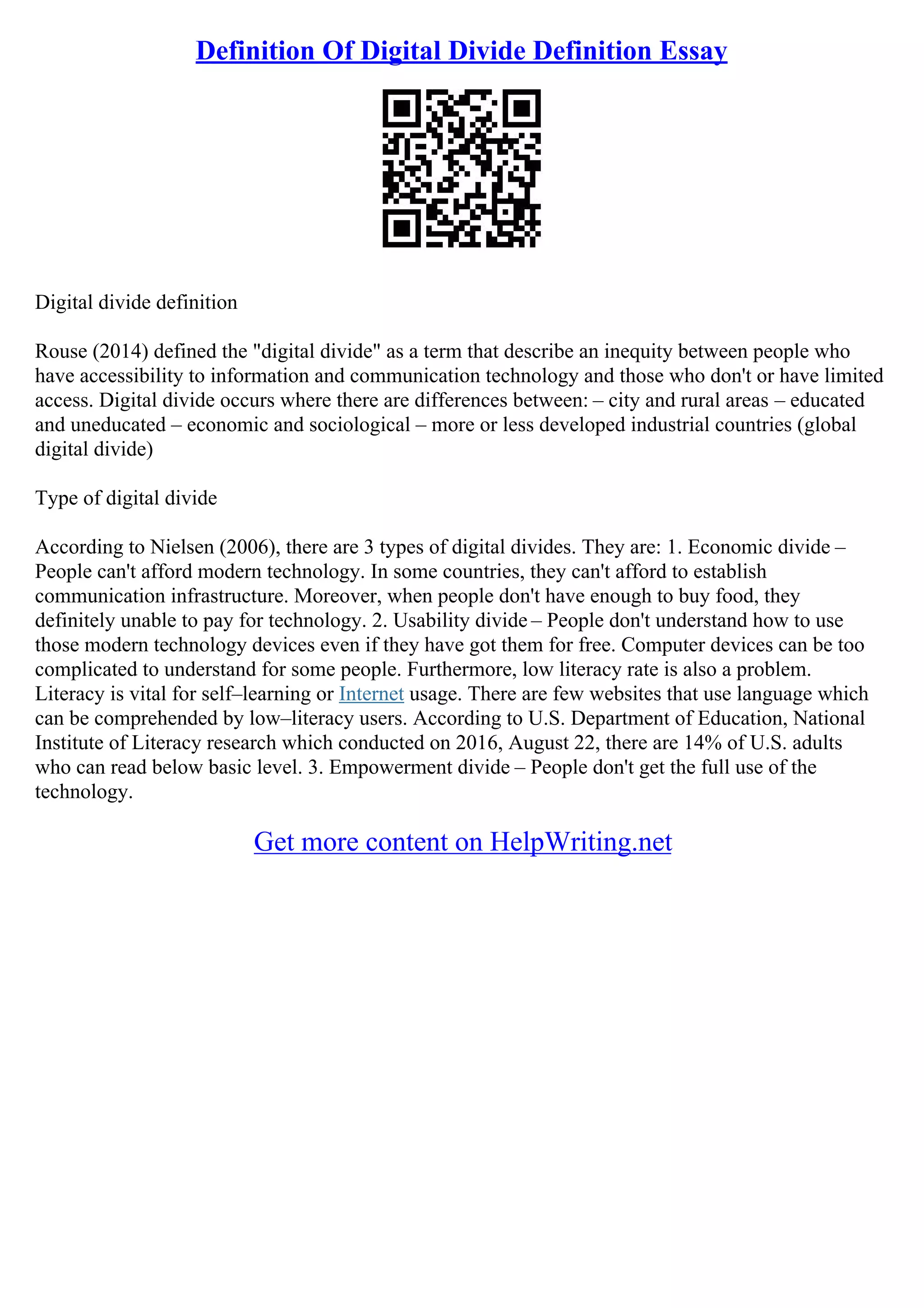 Digital Divide Essay PDF