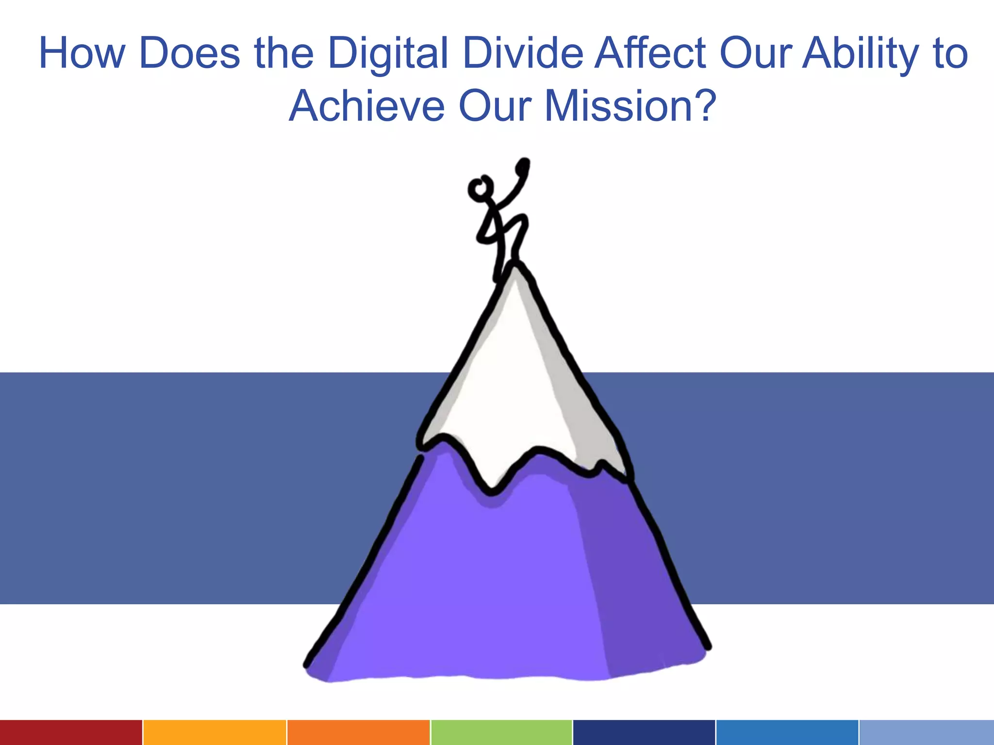 How Does the Digital Divide Affect Our Ability to
           Achieve Our Mission?
 