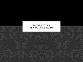 DIGITAL DIVIDE &
REPRODUCING NORM
 