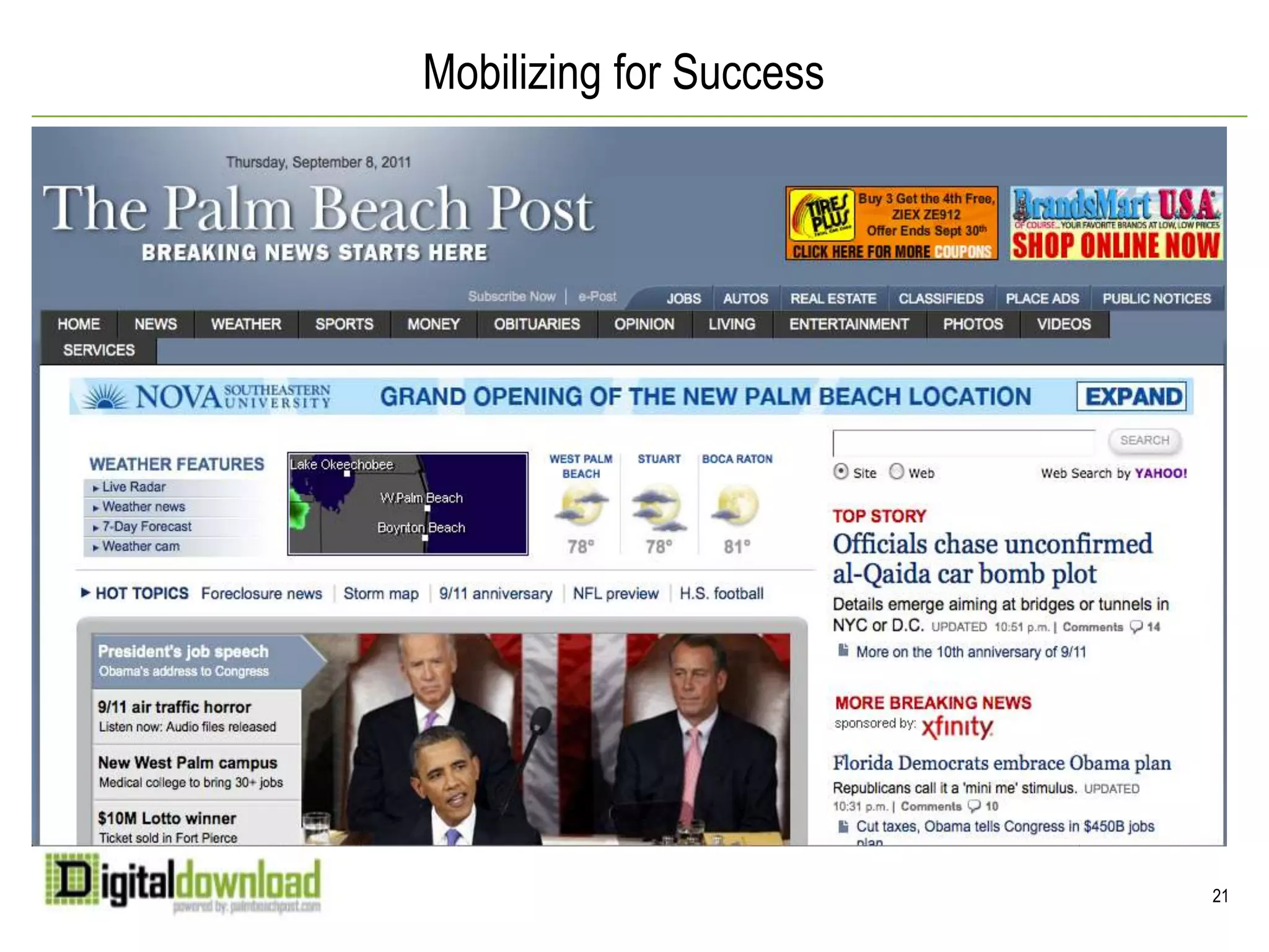 New media to generate 22% of local advertising revenue by 2013 (Center for Media Research Annual Study)Sept. “40% of local content providers believe that mobile may be significant some day”‘08“80% of local content providers believe that mobile will be their main distribution channel within 3 years.”‘097