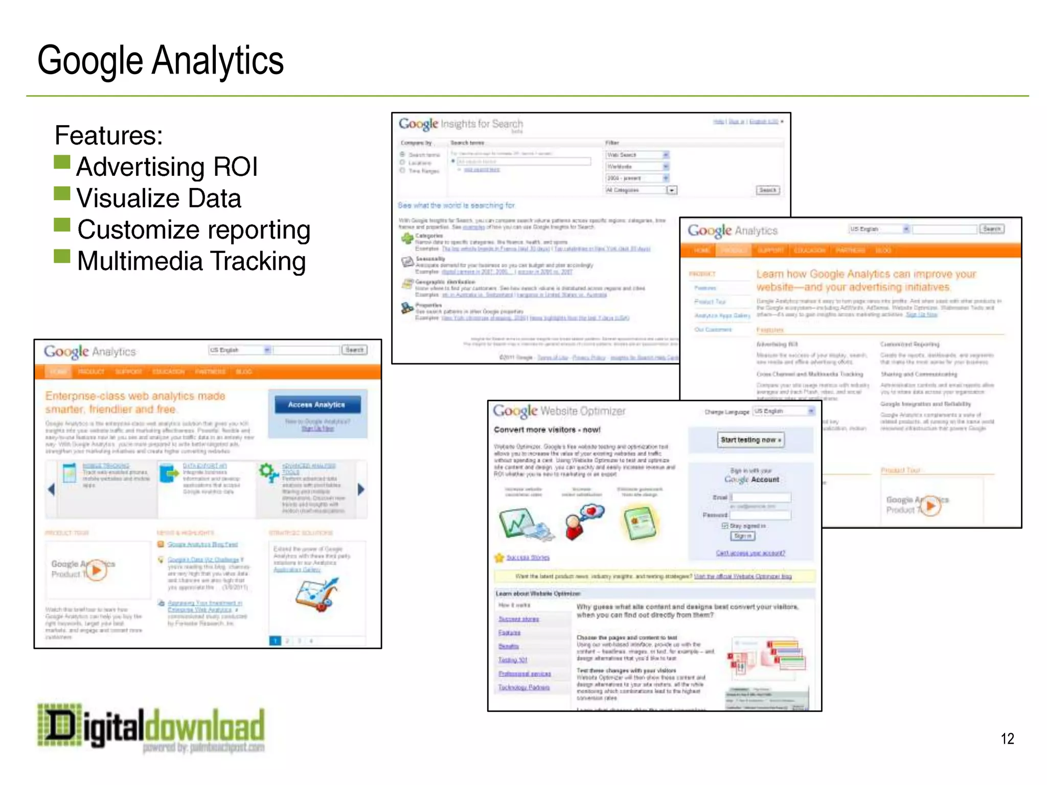 Google Analytics12Features: Advertising ROI