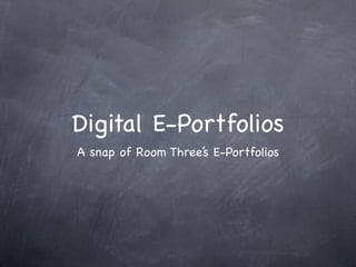 Digital E-Portfolios
A snap of Room Three’s E-Portfolios
 