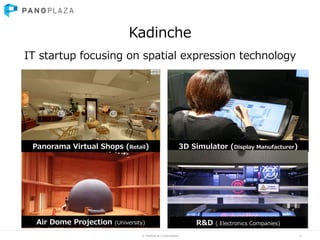 Kadinche 
IT startup focusing on spatial expression technology 
Panorama Virtual Shops (Retail) 
© Kadinche Corporation 
2...