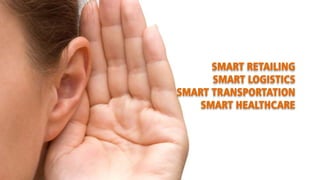 SMART RETAILING
SMART LOGISTICS
SMART TRANSPORTATION
SMART HEALTHCARE
 