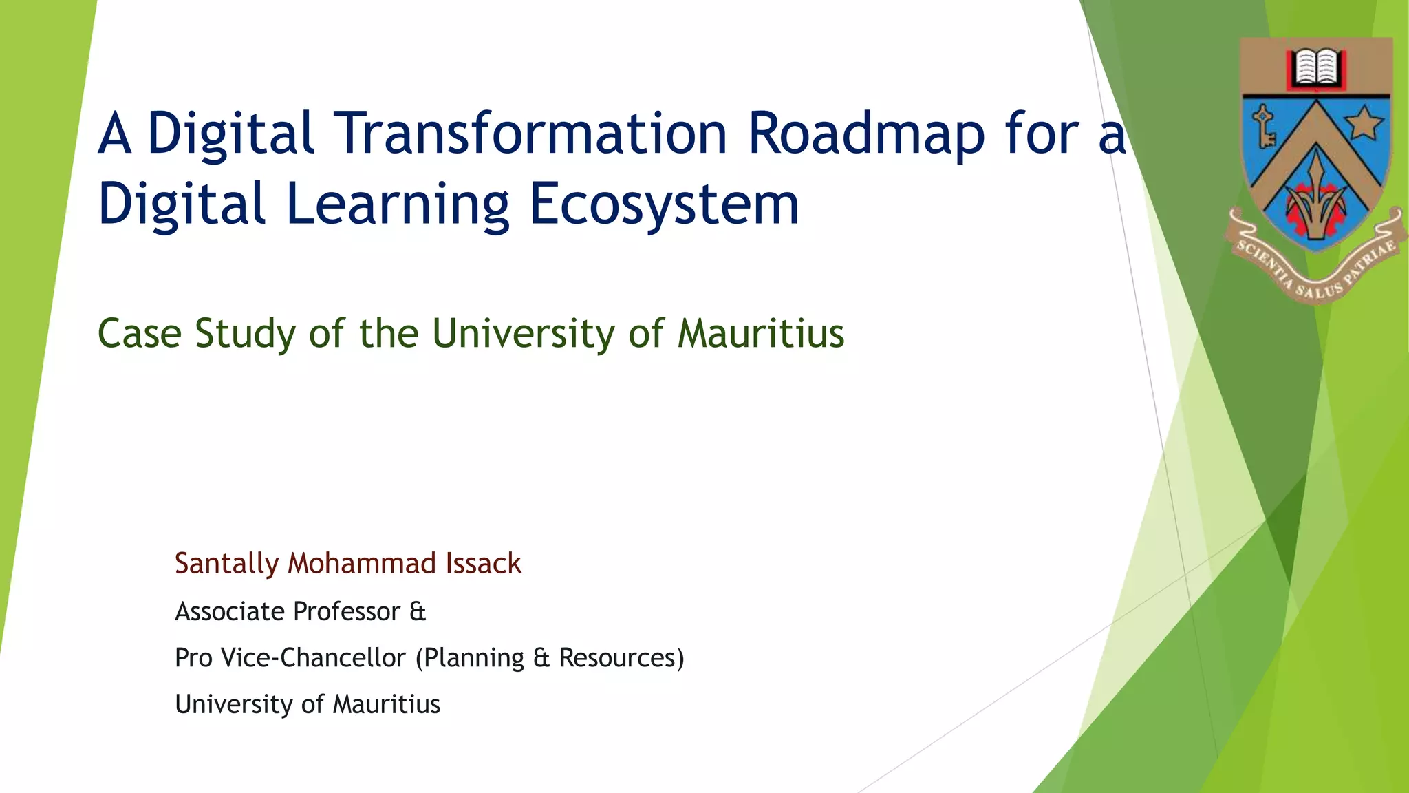 Digital Learning Ecosystems @ the University of Mauritius | PPTX