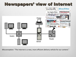 Newspapers’ view of Internet




Misconception: “The Internet is a new, more efficient delivery vehicle for our content.”
 