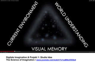 Digitale Imagination & Projekt 1: Studio Idee 
The Science of Imagination / www.youtube.com/watch?v=caBIboOGSe4 
 