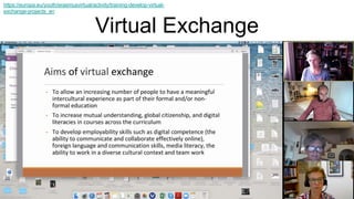 Virtual Exchange
https://europa.eu/youth/erasmusvirtual/activity/training-develop-virtual-
exchange-projects_en
 