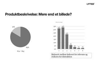 Hvis ja: Hvor mange
Balancér mellem behovet for relevans og
risikoen for distraktion
Produktbeskrivelse: Mere end et billede?
 