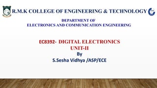 R.M.K COLLEGE OF ENGINEERING & TECHNOLOGY
DEPARTMENT OF
ELECTRONICS AND COMMUNICATION ENGINEERING
EC8392- DIGITAL ELECTRONICS
UNIT-II
By
S.Sesha Vidhya /ASP/ECE
 