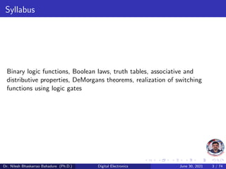 Digital electronics number system gates and boolean theorem | PDF
