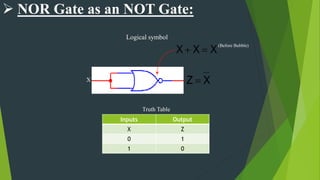 Logic gates and NAND and NOR univarsal gates | PPTX