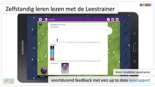 voortdurend feedback met een up to date leesrapport
bron: Estafette Leestrainer
Zelfstandig leren lezen met de Leestrainer
 