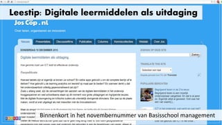 Leestip: Digitale leermiddelen als uitdaging
Binnenkort in het novembernummer van Basisschool management
 