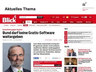 Aktuelles Thema 
Digitale Nachhaltigkeit in der Informatik: Open Source bei Behörden 4. November 2014 und in der Politik 87 
 
