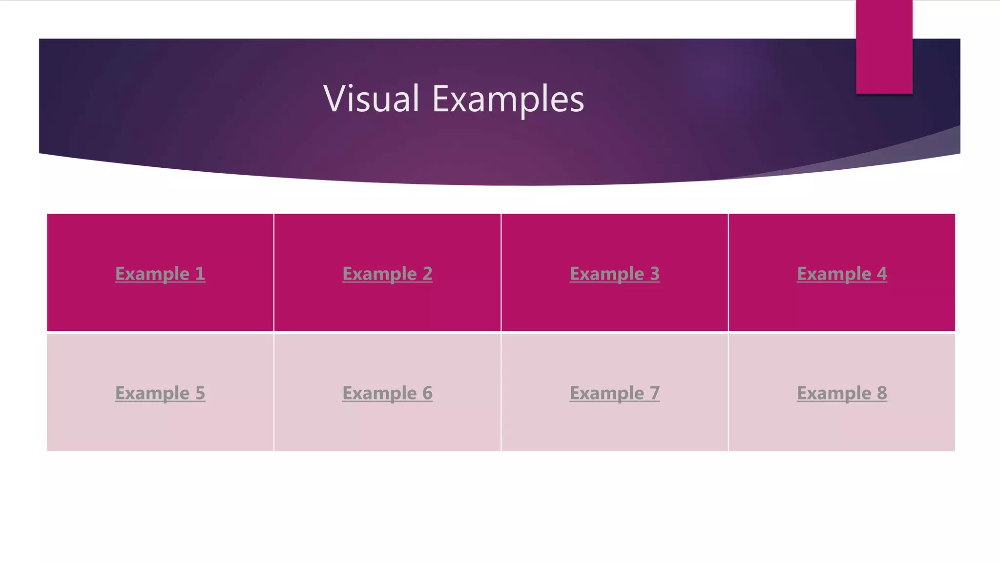 Visual Examples
Example 1 Example 2 Example 3 Example 4
Example 5 Example 6 Example 7 Example 8
 