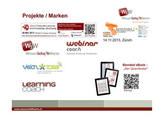 Projekte / Marken
Blended eBook –
„Der Querdenker“
iPad-App
www.wissenscha*werte.ch	
  
14.11.2013, Zürich
 