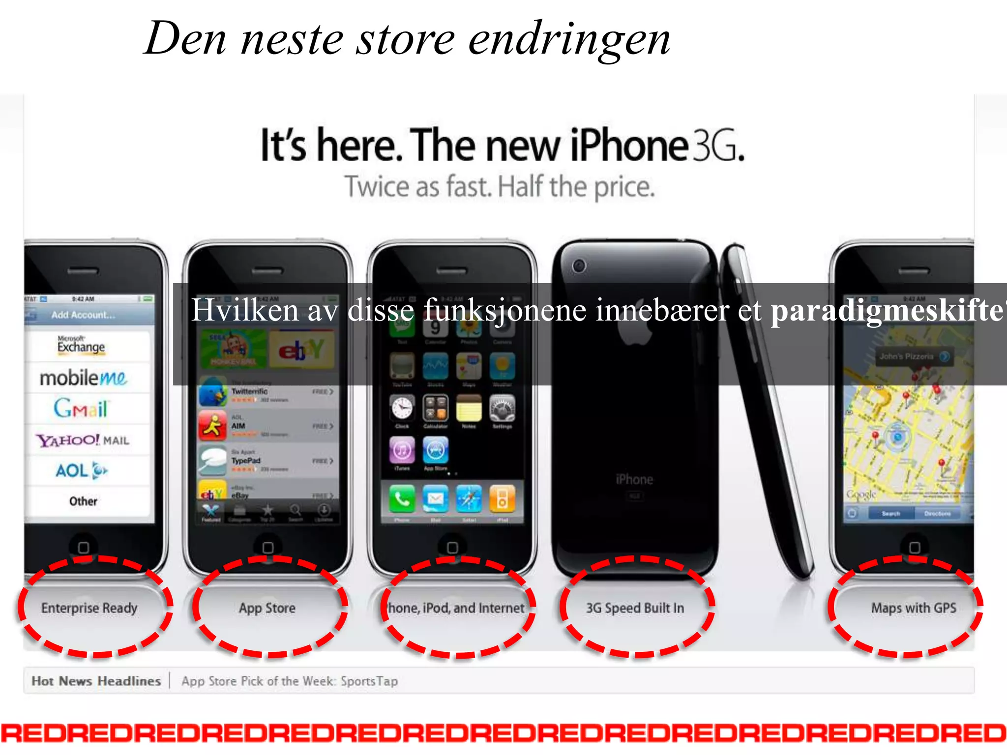 Den neste store endringenHvilken av disse funksjonene innebærer et paradigmeskifte?