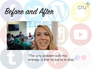 Before and After
“The only problem with this
strategy is that no wants to stop.”
 