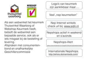 Google Chrome, Firefox en
Apple Safari gebruiken
google.com/safebrowsing
Installeer Google Chrome of
Firefox
Zorg voor twee browser
Microsoft Edge browser
(Windows 10)
Veilig op internet “surfen” met PC
http://www.google.com/transparencyreport/safebrowsing/?hl=nl
 