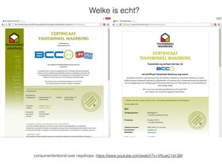 Veilig op Internet met Chrome of Firefox
https://support.mozilla.org/nl/kb/hoe-werkt-ingebouwde-bescherming-phishing-malware
Om u online veilig te houden bevatten Google Chrome, Firefox en
Apple Safari ingebouwde bescherming tegen phishing en malware.
Deze functies waarschuwen wanneer een pagina die u bezoekt is
gerapporteerd als een webvervalsing van een legitieme website
(soms “phishing”-pagina’s genoemd) of als een aanvalssite die is
ontworpen om uw computer te beschadigen (ook wel malware
genoemd).
https://support.google.com/chrome/answer/99020?hl=nl
Chrome melding Firefox melding
 