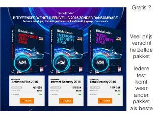 Veel prijs
verschil
hetzelfde
pakket
Gratis ?
Iedere
test
komt
weer
ander
pakket
als beste
 