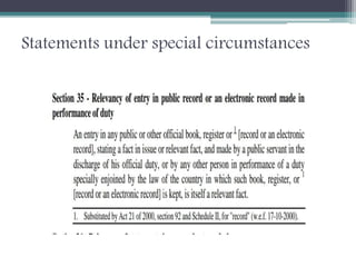 Statements under special circumstances
 