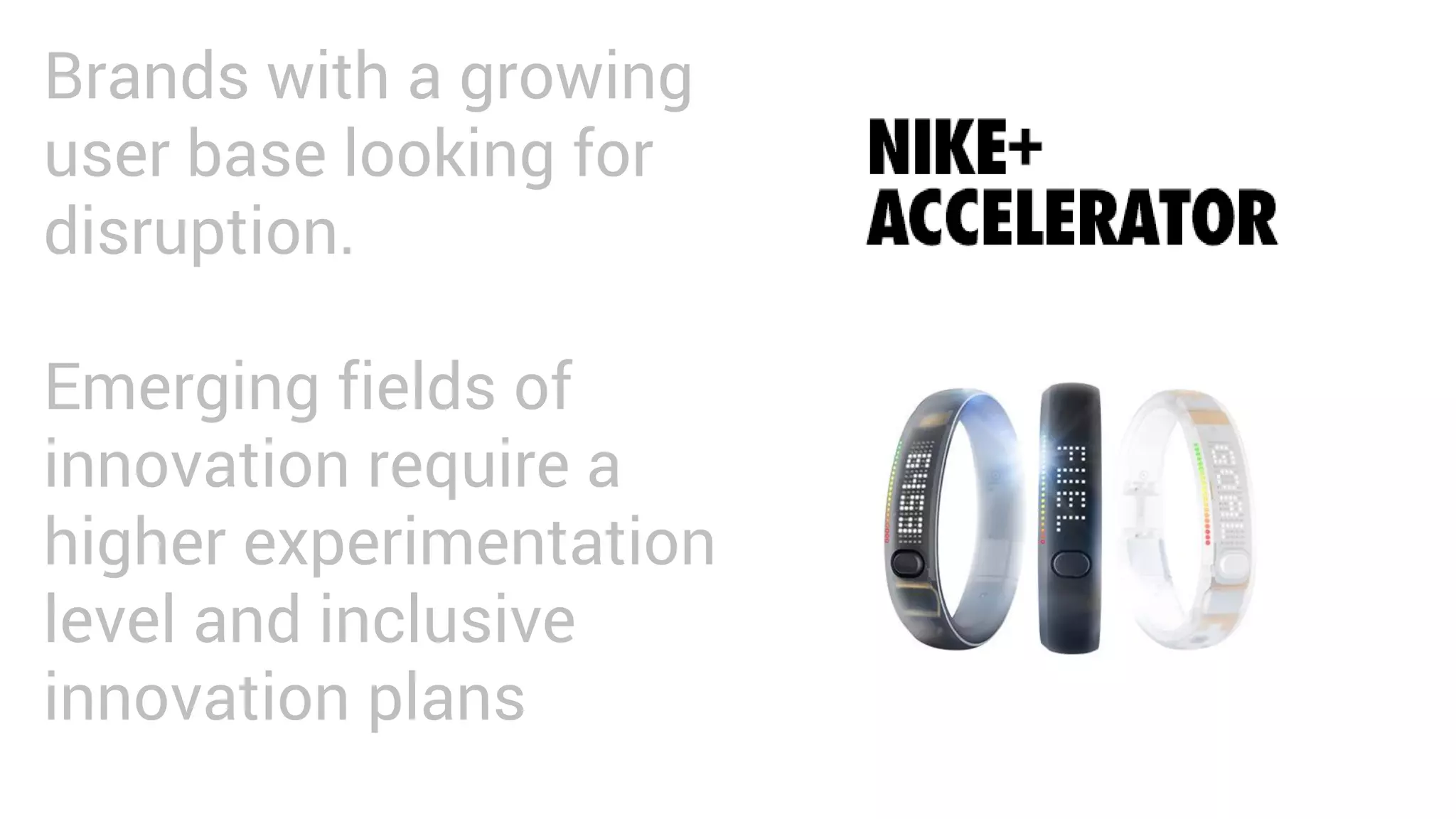 Brands with a growing
user base looking for
disruption.
Emerging fields of
innovation require a
higher experimentation
level and inclusive
innovation plans
 